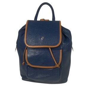 Valentina Leather Backpack Bag Purse Blue & Brown Made in Italy Handbag